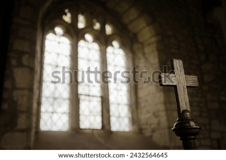 Similar – Image, Stock Photo window cross Church