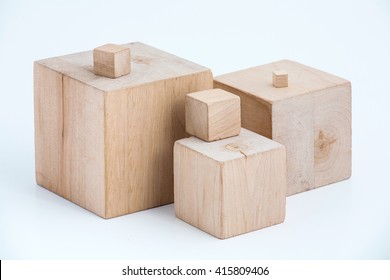 Wooden cubes of the different sizes.