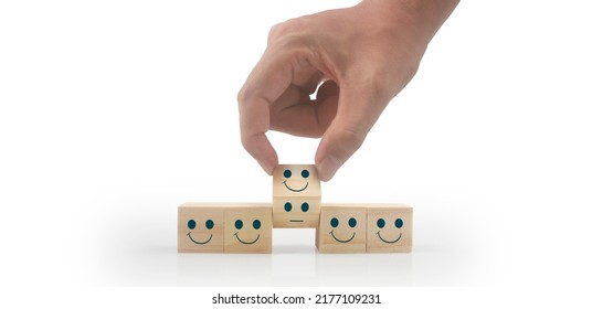 Wooden Cubes In Hand With Copy Space For Input Wording And Infographic