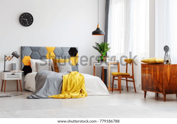 Wooden Cupboard Clock Next Chair Desk Stock Photo Edit Now 779186788