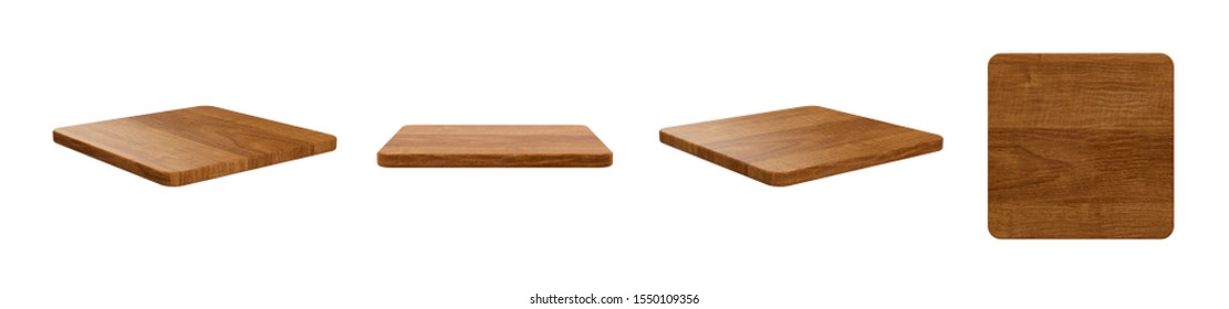 Wooden cutting board, different perspectives.