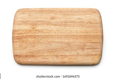 Wooden Cutting Board Isolated On White Background, Top View