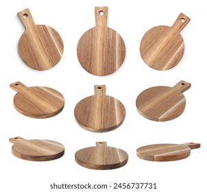 Wooden cutting board isolated on white, views from different angles - Powered by Shutterstock