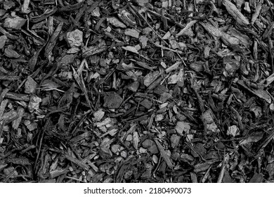 Wooden Dark Black Mulch Or Bark Texture Background 