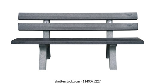 Wooden and dark gray park bench isolated on white background