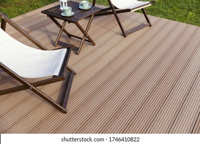 Wooden Decking Outside Floor, Close Up