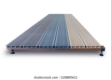 wooden decking samples on table, close up