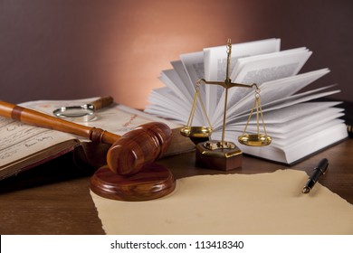 Wooden Desk In A Law Firm