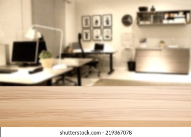 wooden desk of office 