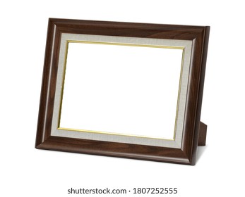 Wooden Desktop Picture Frame Isolated On White