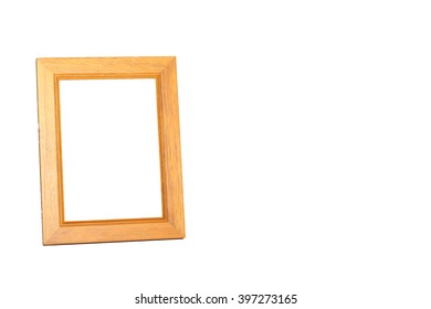 Wooden Desktop Picture Frame Isolated On White.Clipping Path