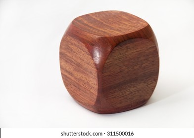 Wooden Dice With Blank Sides For Text.