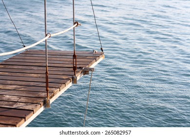 Wooden Diving Board Above The Sea. Selective Focus. 