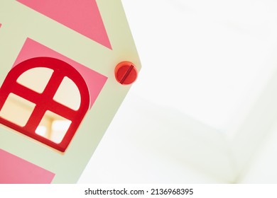 Wooden Dollhouse On A White Background