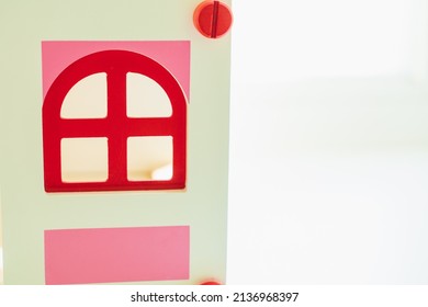 Wooden Dollhouse On A White Background