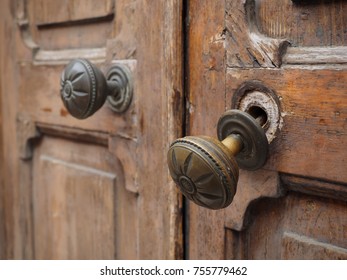 
Wooden Door With Broken Handle.