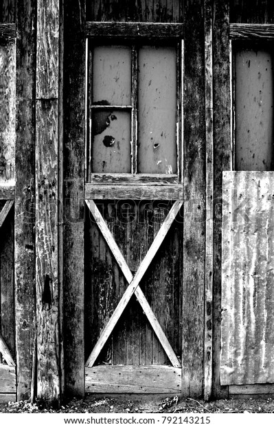 Wooden Door Broken Windows Old Abandoned Stock Photo Edit