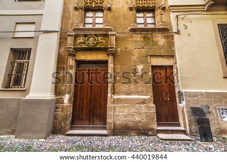 wooden doors in Alghero old town, Sardinia