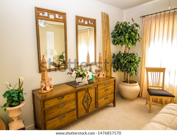 Wooden Dresser Mirrors Modern Bedroom Stock Photo Edit Now