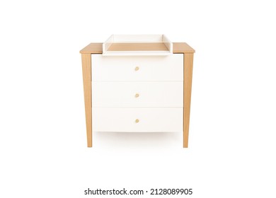 Wooden Dresser On White Back Ground Isolated With No People