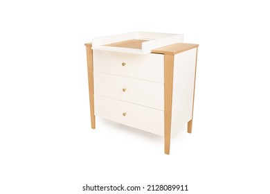 Wooden Dresser On White Back Ground Isolated With No People