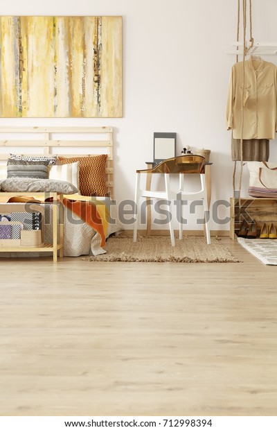 Wooden Dressing Table Between Kingsize Bed Stock Photo Edit