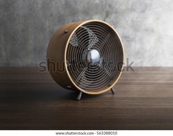 Wooden Electric Table Fan Vintage Style Stock Photo Edit Now