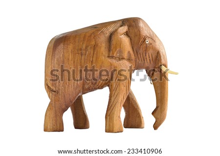 Wooden elephant isolated on white background
