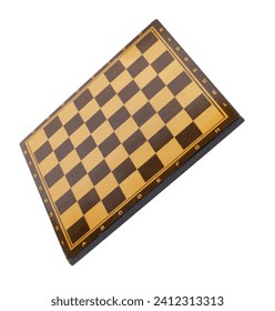 wooden empty chessboard isolated at dry sunny day