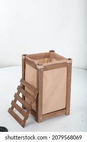 Wooden  Fabric Design Laundry Dirty Basket