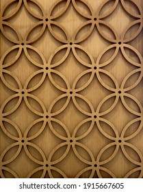 Wooden Feature Wall Of Circular Textured Pattern