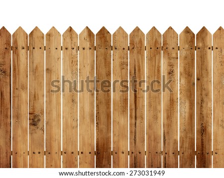 Wooden fence background isolated over white background