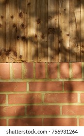 Wooden Fence And Brickwork 50/50 Split Background