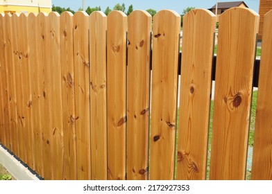 Wooden Fence. House garden wooden fence close up. - Shutterstock ID 2172927353