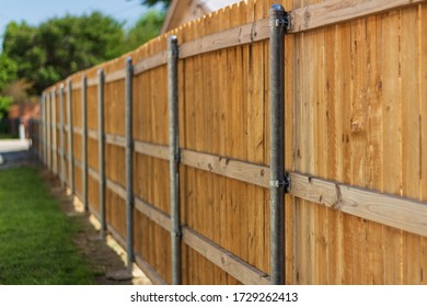 Wooden Fence With Metal Posts