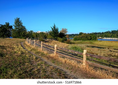 wooden fence in a park