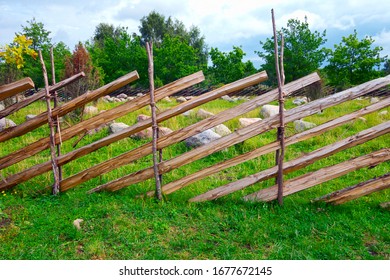 Wooden Fence Of Sheep Enclosure Without Any Metal Fix In Aland Islands, Finland. 