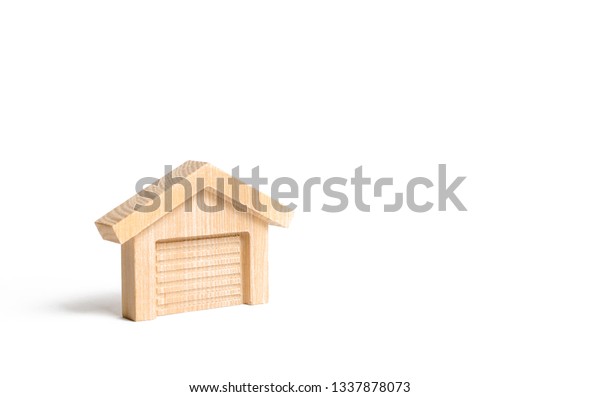 Wooden Figure Garage Warehouse Inventions Innovations Stock Photo