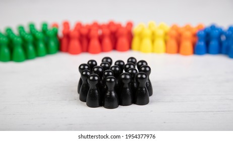 Wooden Figurines In The Colors Of German Political Parties, In Front Members Of Christian Democratic Union