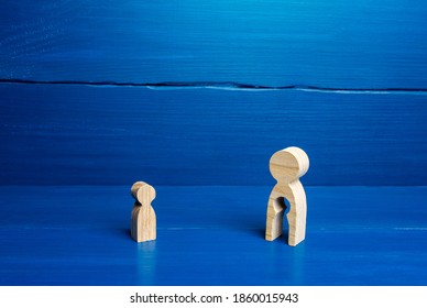 Wooden figurines of a mother with a void and a child. The concept of children leaving their parents. Deprivation of parental rights, refusal of guardianship. Surrogacy concept. Renunciation. - Shutterstock ID 1860015943