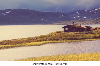 Wooden Fishing Cabin In   Norway