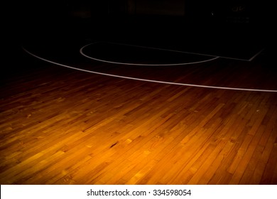 wooden floor basketball court with light effect 