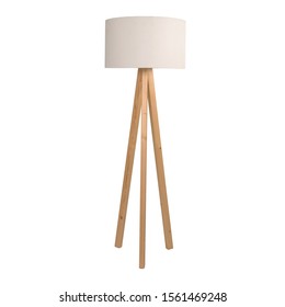 Wooden floor lamp isolated on white background. Interior design Inspiration. Furniture modern inspiration. Home living. Wooden Wardrobe inspiration.