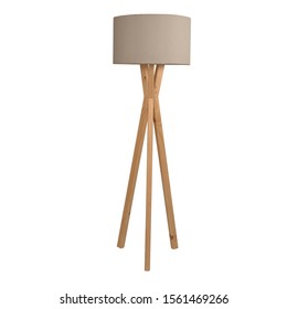 Wooden Floor Lamp Isolated On White Background. Interior Design Inspiration. Furniture Modern Inspiration. Home Living. Wooden Wardrobe Inspiration.