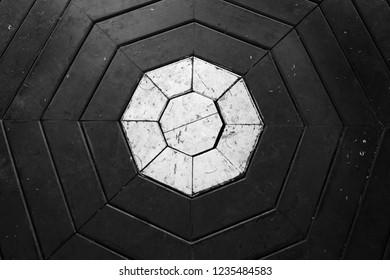 the   wooden floor with  polygon shape chinese in black and white style