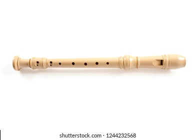 Wooden Flute Isolated On White