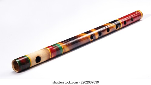 Wooden Flute On A Isolated White Background