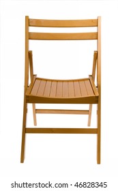 Wooden Folding Chair Isolated On White