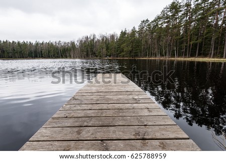 Similar – Image, Stock Photo Lake with wooden footbridges