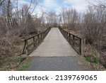 Wooden footbridge at Monmouth Battlefield State Park in Manalapan Township, New Jersey